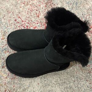 UGG Black Fur-Trimmed Winter Boots